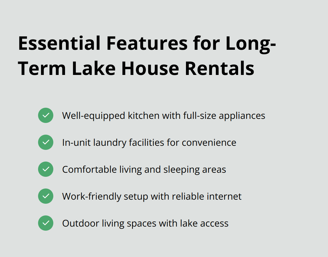 Checkmark list of essential features for long-term lake house rentals in Minnesota - long term lake house rentals mn