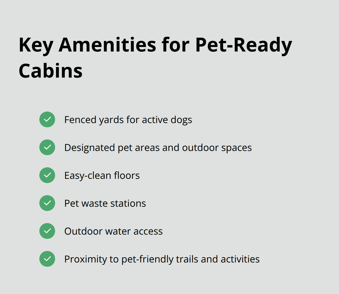 A checkmark list chart showing six key amenities that make a cabin truly pet-ready in Minnesota. - minnesota pet-friendly cabins for rent