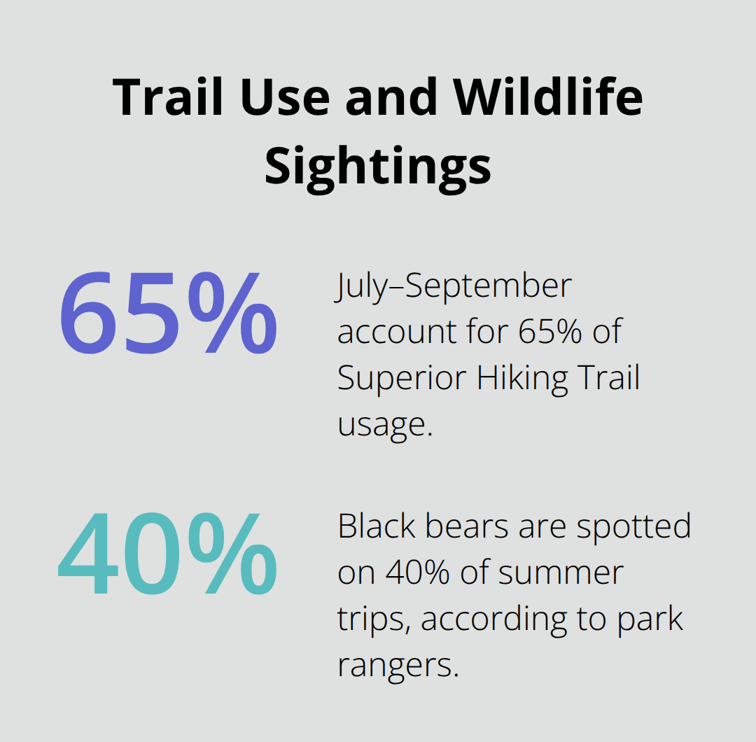 Chart showing Superior Hiking Trail summer usage and black bear sighting rates - best lakes in mn for a cabin