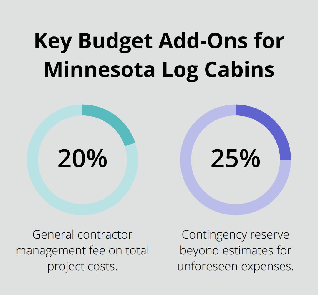 Percentage chart showing contractor management fee and contingency reserve for Minnesota log cabin projects