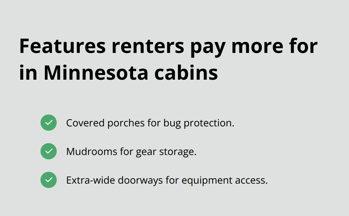 Checkmark list of renter-preferred features that boost cabin rates - small cabin builders mn