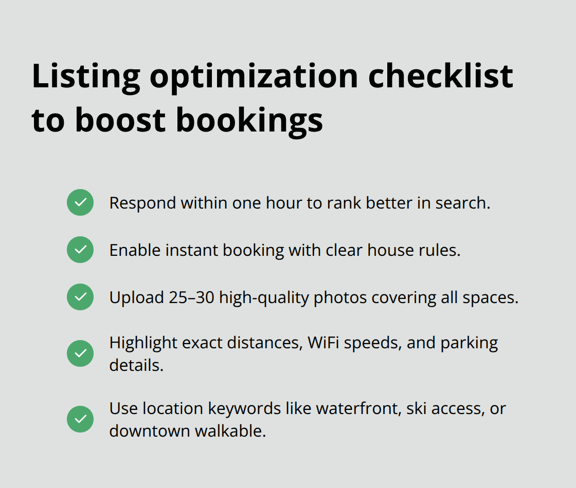 Checklist of high-impact actions to improve vacation rental listing performance - converting rental property to vacation home