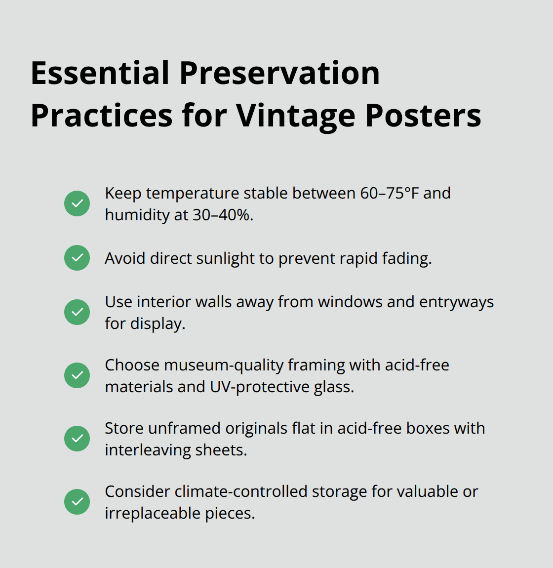 Checklist of temperature, humidity, light, framing, and storage best practices for vintage posters. - minnesota travel poster