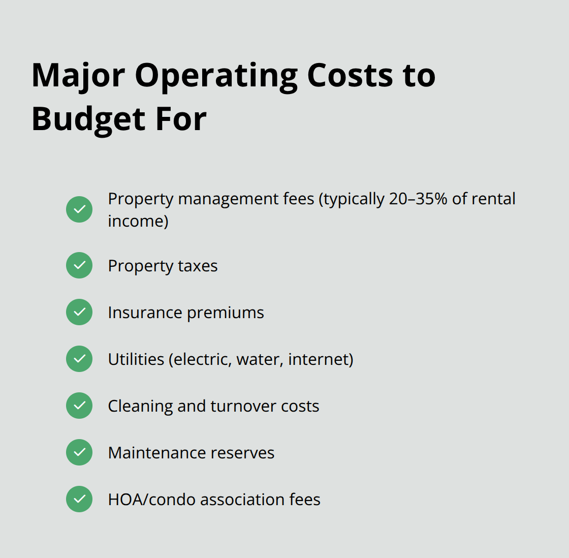 Checklist of common vacation rental operating expenses that reduce net income in the U.S. - vacation property prices