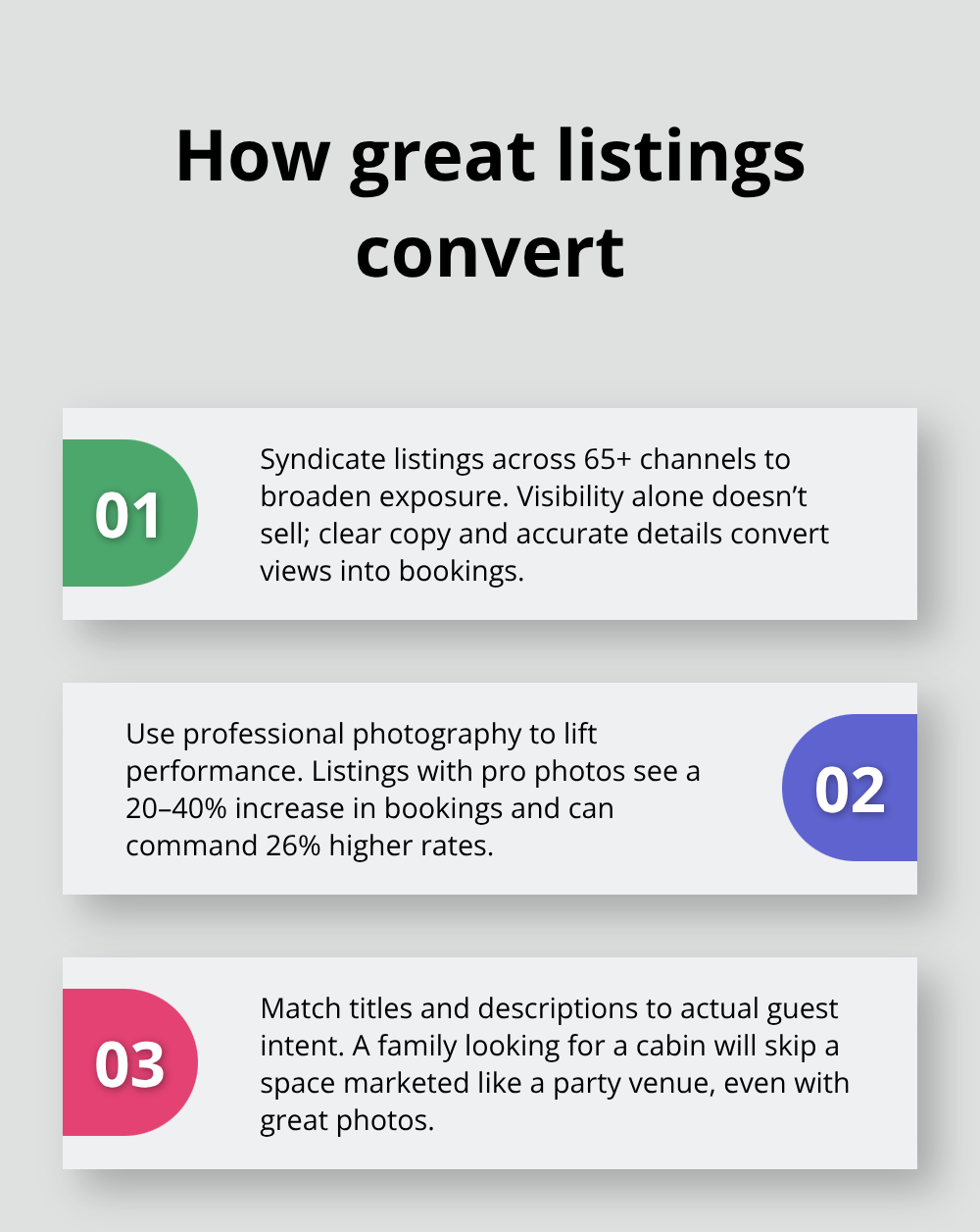 Three ways strong vacation rental listings convert views into bookings - what does a vacation rental property manager do