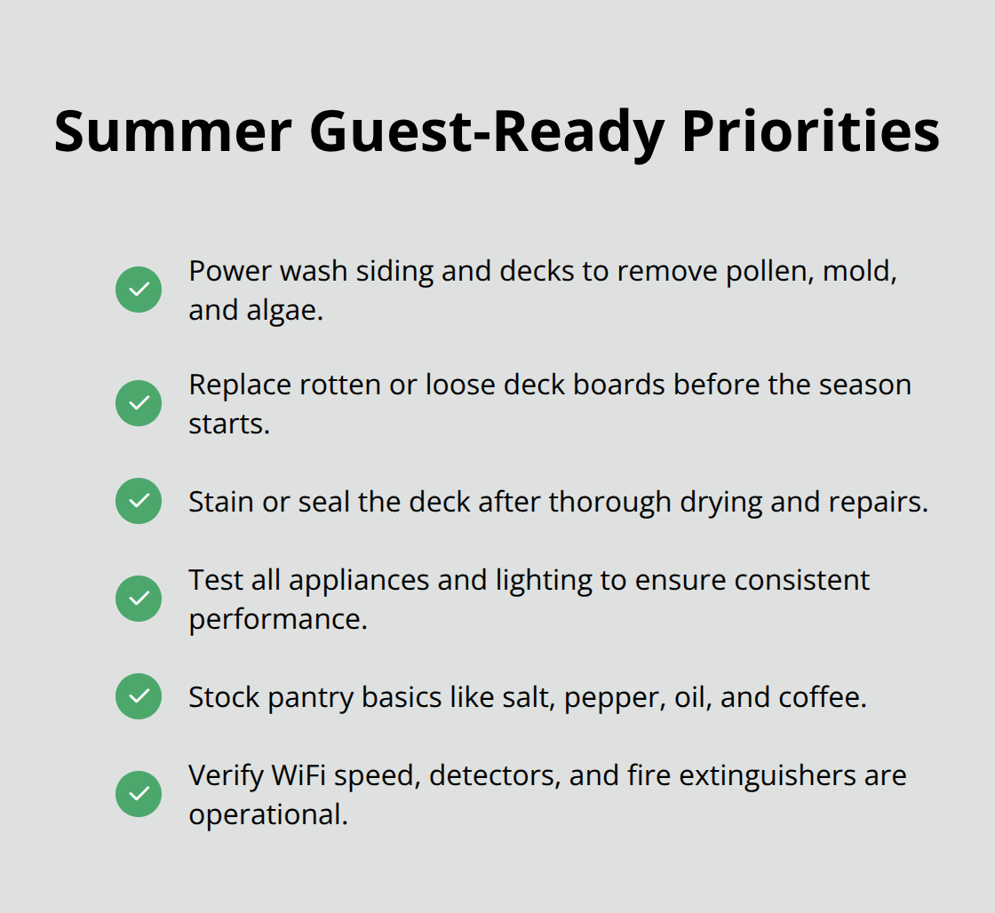 Checklist of exterior and guest-readiness tasks for summer season