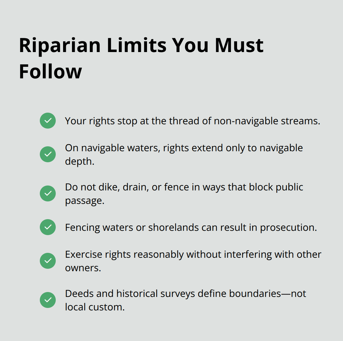Checklist of legal limits and responsibilities for Minnesota riparian owners. - lake access