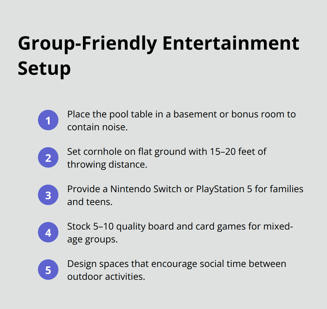 Compact list of entertainment essentials that elevate group stays in U.S. cabins.