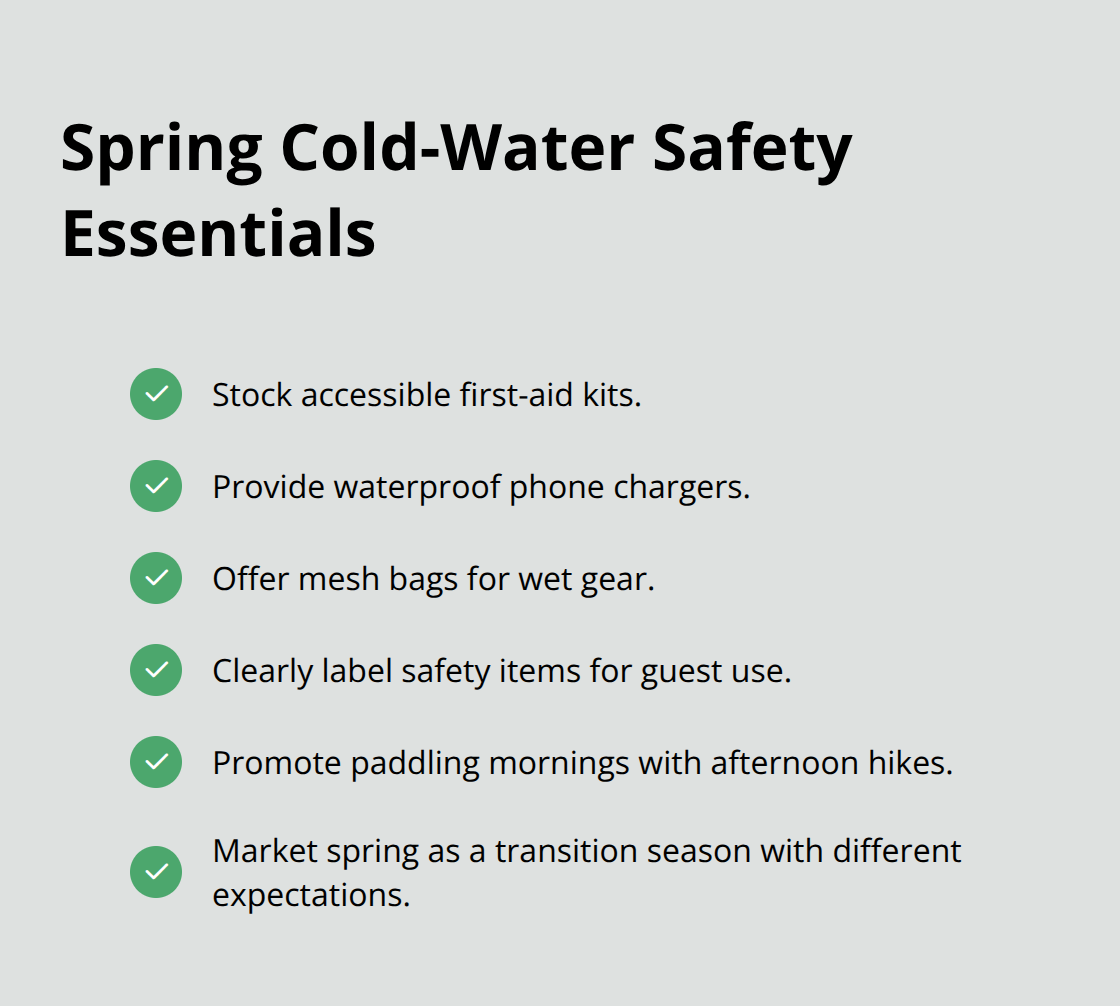 Checklist of safety and planning essentials for spring paddling and cold-water activities. - lake activities