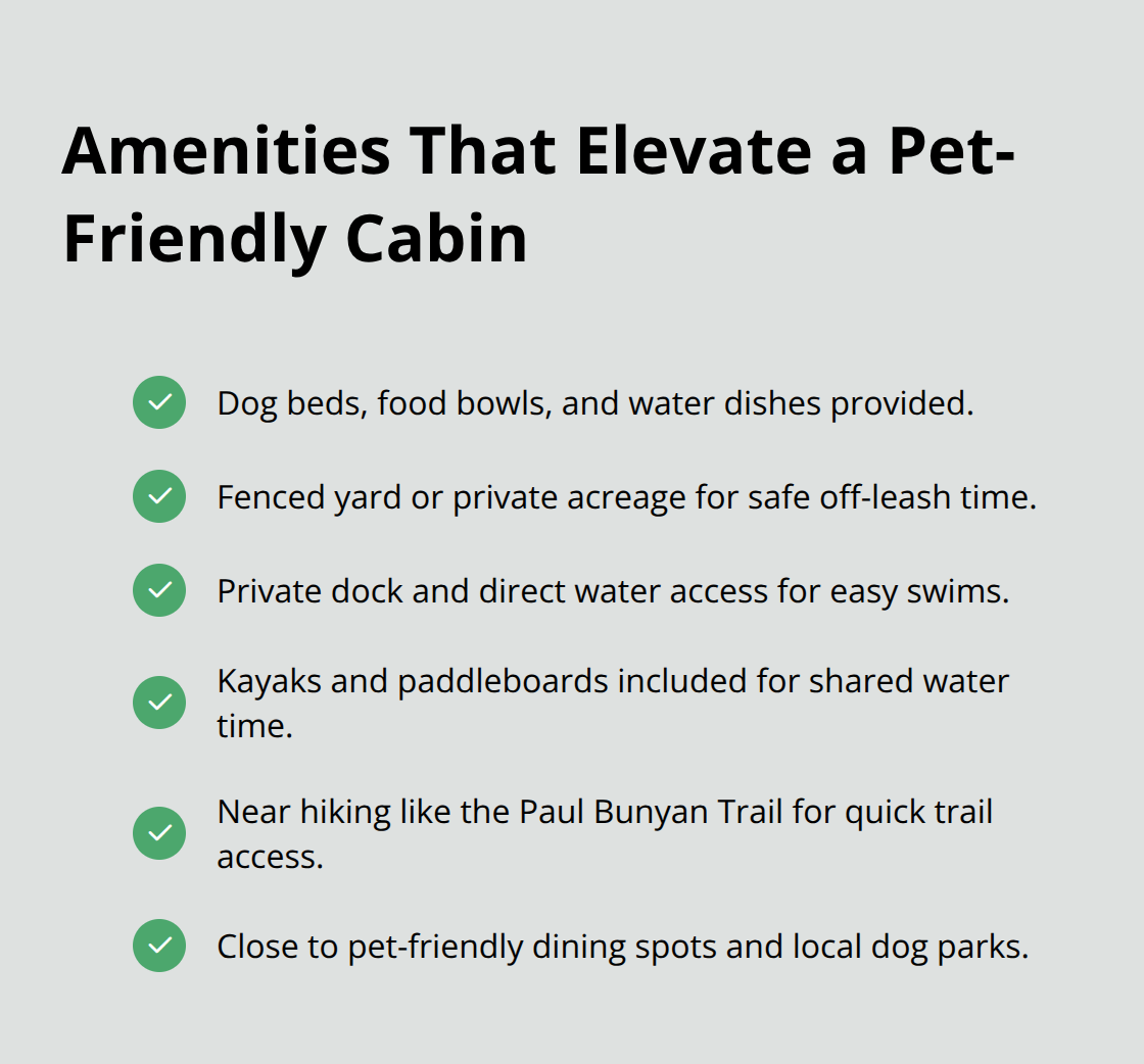 Checklist of top amenities for a Minnesota pet-friendly lakeside cabin - pet friendly lakeside cabins