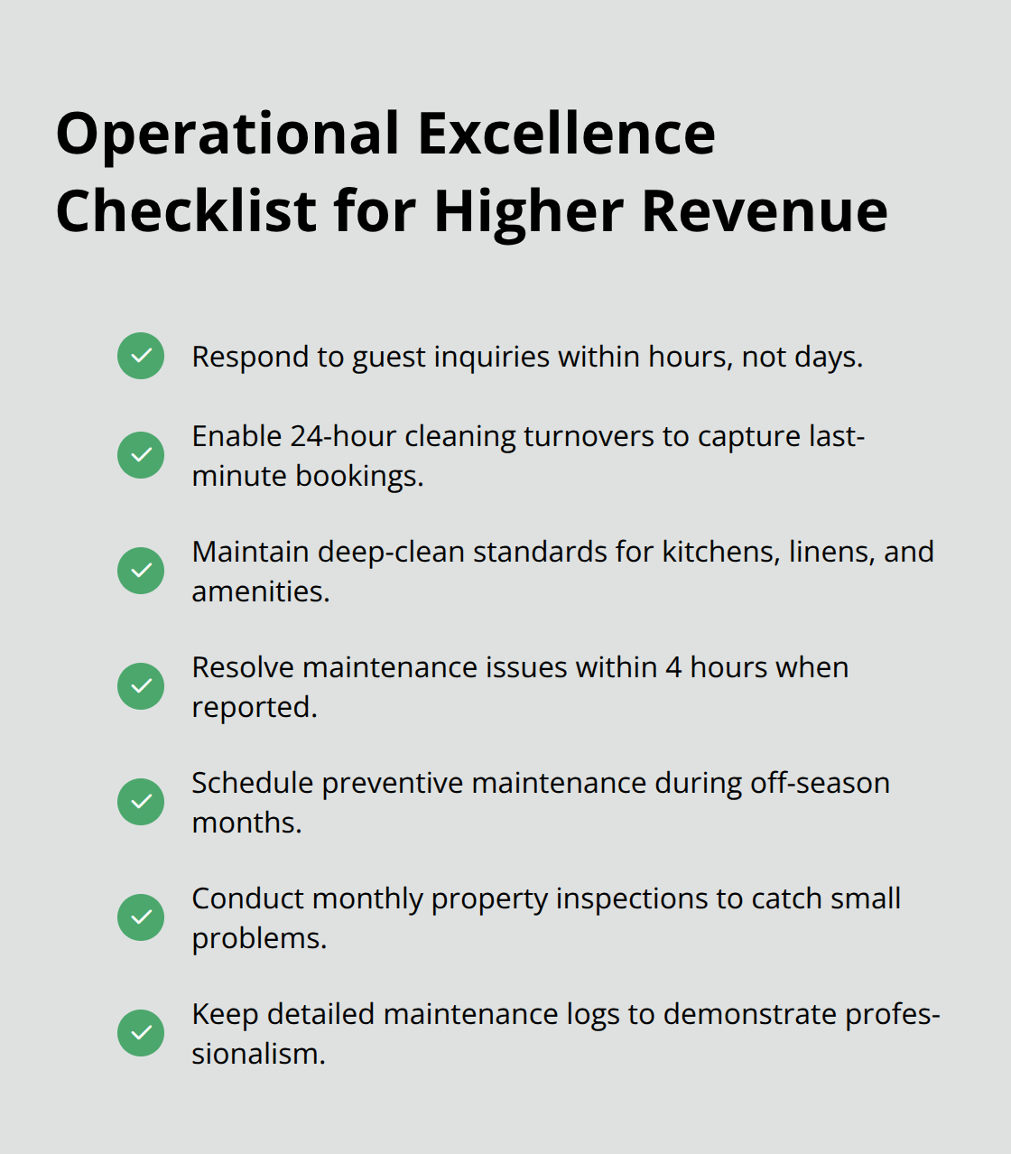 Checklist of operations practices that boost reviews, occupancy, and revenue. - brainerd lakes area rentals