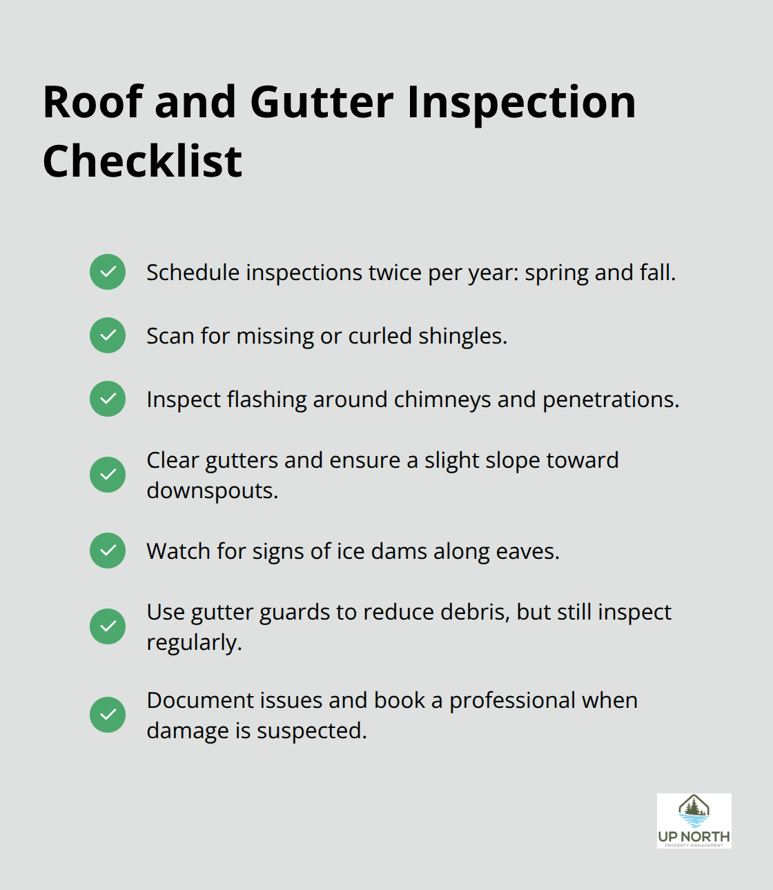 Checklist of key roof and gutter inspection tasks for Minnesota cabins
