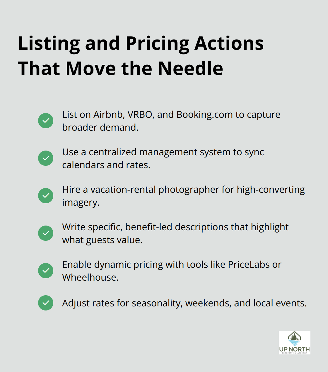 Checklist of high-impact steps to increase inquiries, conversions, and year-round revenue. - Minnesota vacation rental marketing