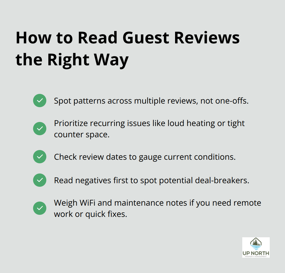 Checklist for analyzing vacation rental reviews